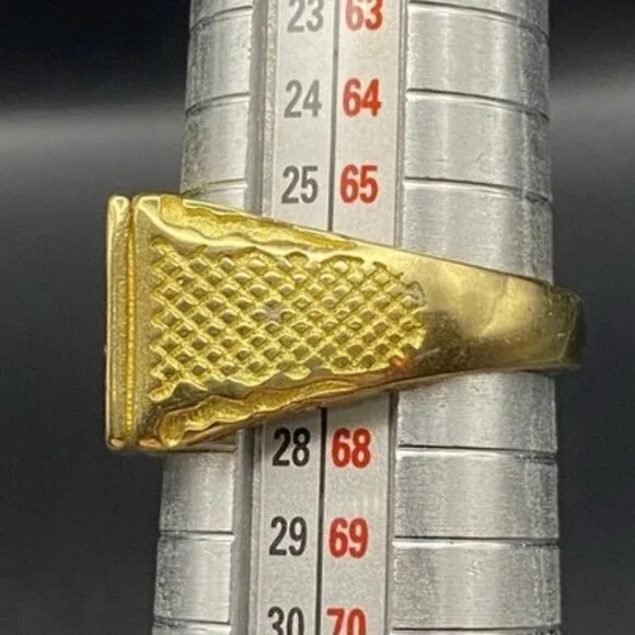 Iced Out Men's 18k Gold Plated Ring CZ Signet Hip Hop Size 11.75 Bling 14.7 g - Picture 7 of 11